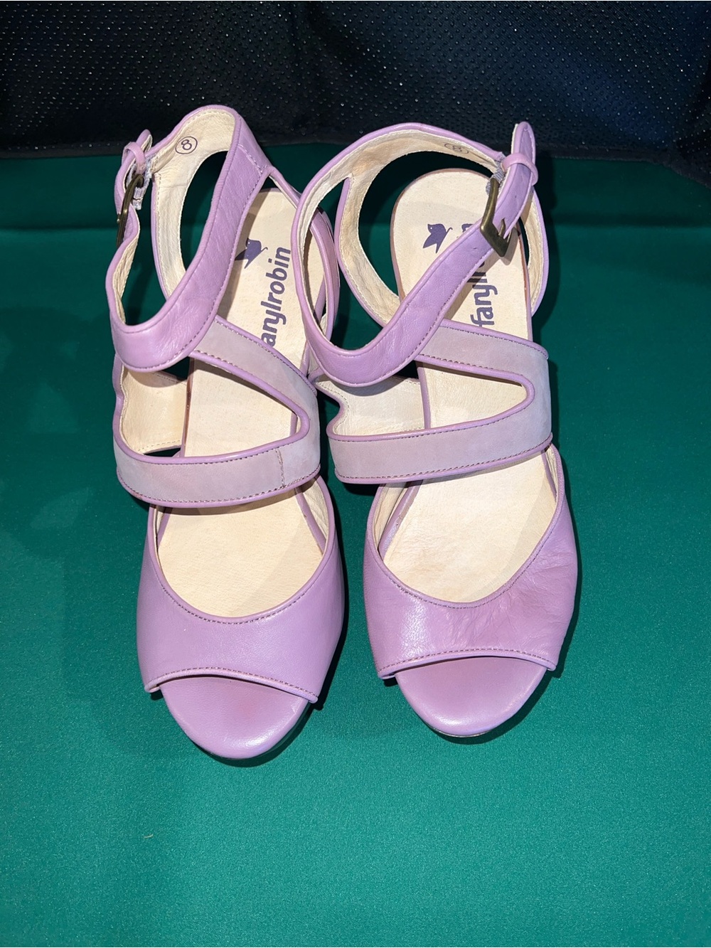 Farylrobin Lilac Leather Strappy Sandals for Women